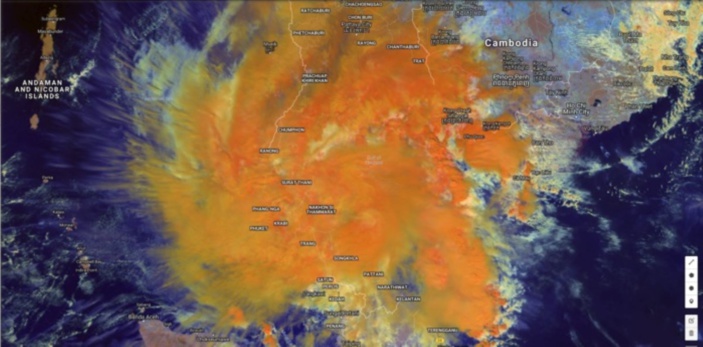 La tempête tropicale capturée par le satellite géostationnaire japonais à 08h ce matin heure des Mascareignes.