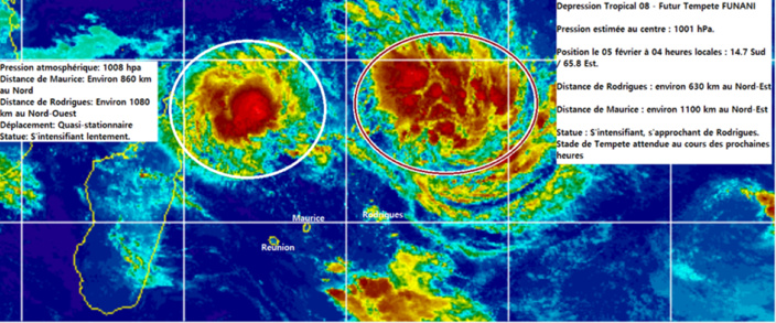  La future tempête Funani  à 630 kms de Rodrigues
