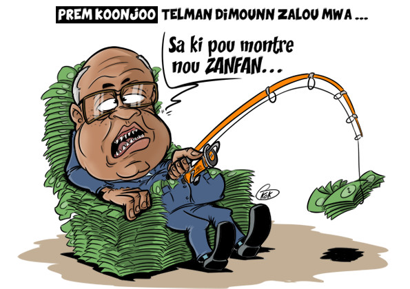 [KOK] Le dessin du jour : Prem Koonjoo "Telman dimounn zalou mwa"