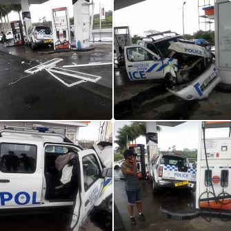 Wooton : Un véhicule de la police se retrouve encastrer dans un distributeur d’essence 