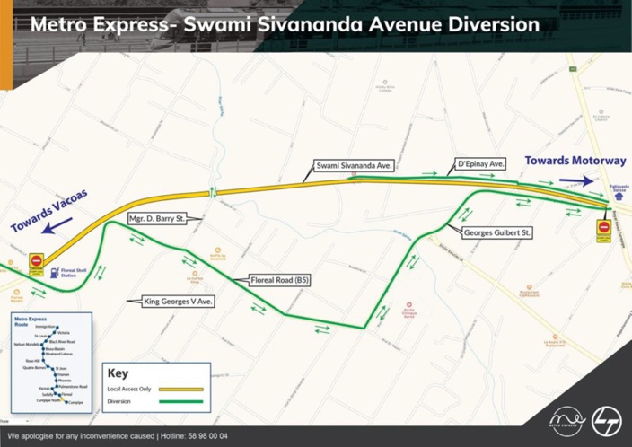 Metro Express : A Curepipe, l’avenue Swami-Sivananda, fermée à la circulation pour une durée d’un an