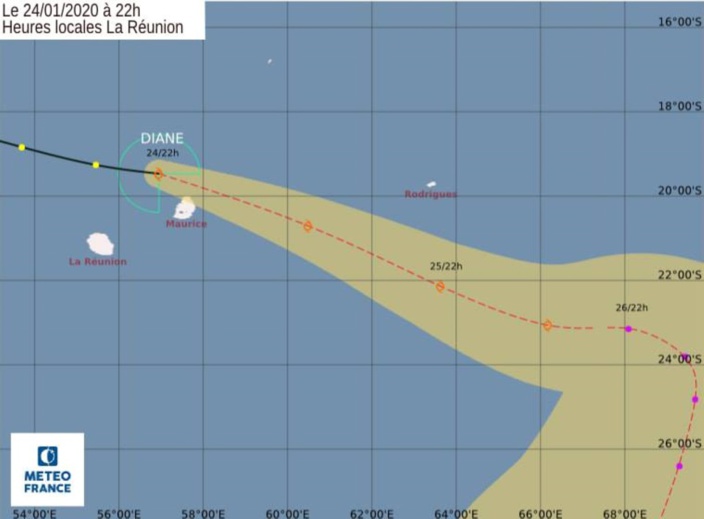 La tempête tropicale modérée Diane est à 140 km au Nord-Ouest de Maurice
