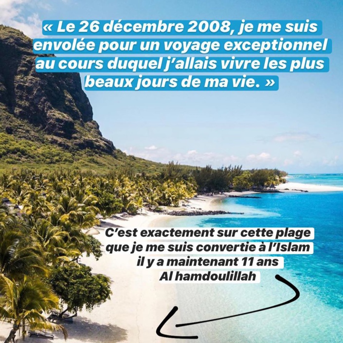 La rappeuse Diam's publie des photos inédites du jour où elle s'est convertie à l'Islam sur une plage de l'Île Maurice