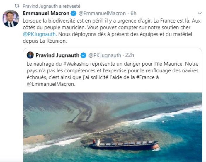 La blague du jour : Le Tweet de Pravind Jugnauth à Macron serait un Fake selon le PMO