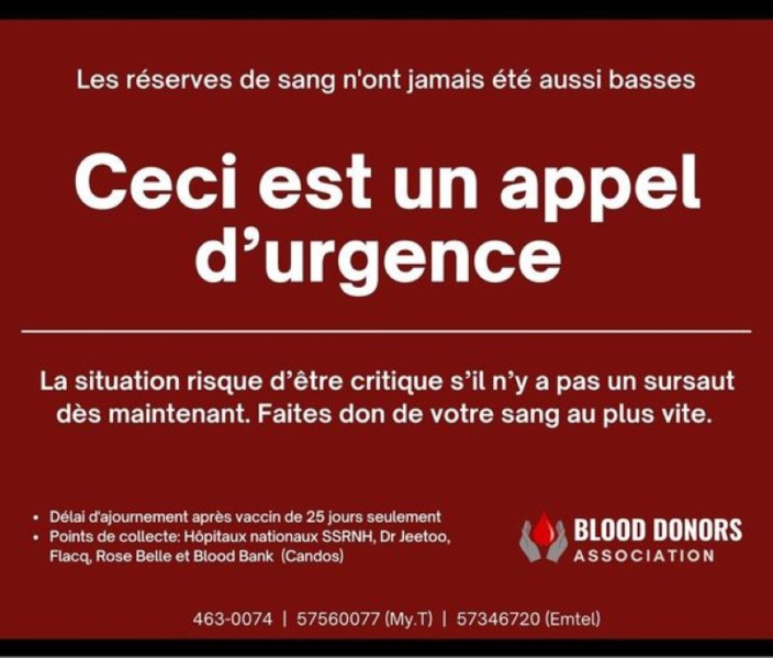 Don du sang : Ceci est un appel d'urgence
