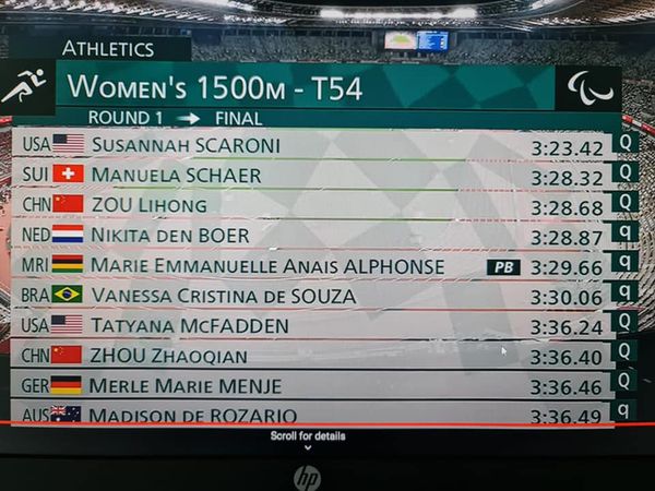 Jeux Paralympiques de Tokyo 2020 : Noemi Alphonse qualifiée pour la finale du 1500 m T54