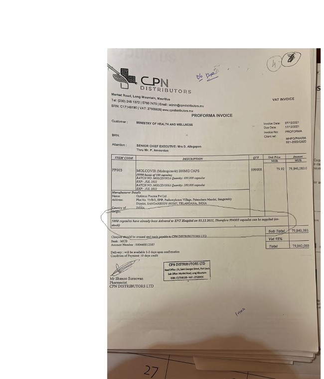 CPN Distributors a livré 5 000 comprimés avant que le ministère ne confirme sa commande