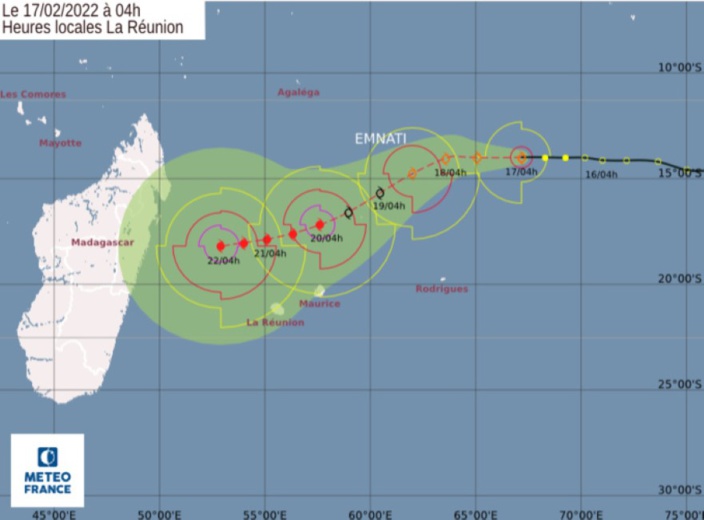 Emnati pourrait devenir cyclone tropical intense et passer à 250 km de Maurice