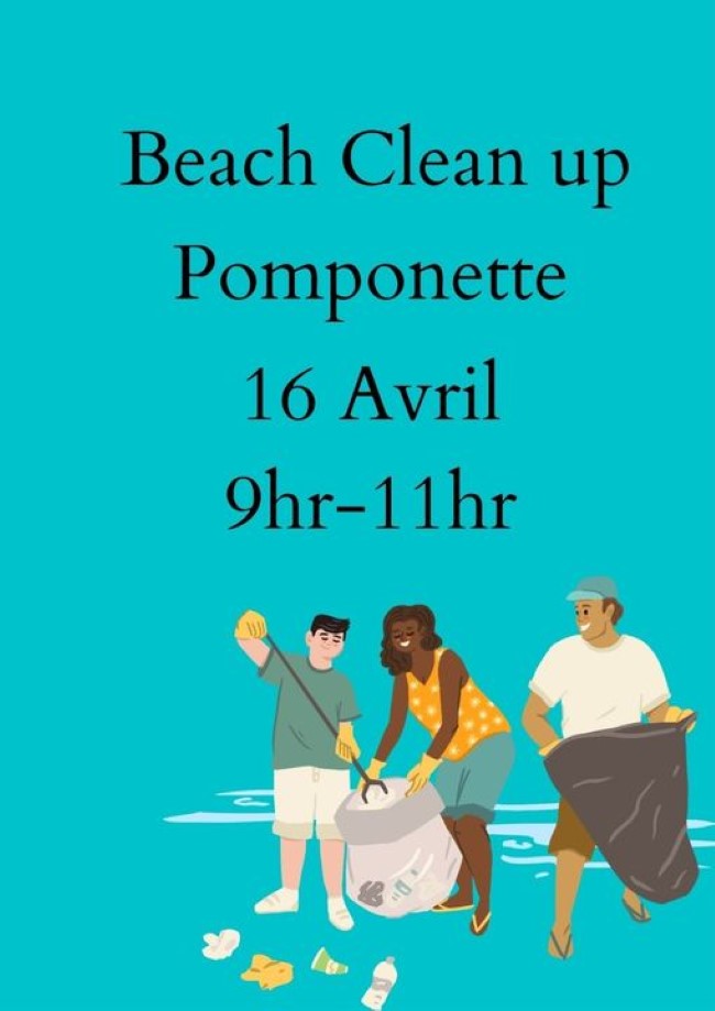 Plage de Pomponette : Un "Beach clean up" organisé par Aret Kokin Nou Laplaz