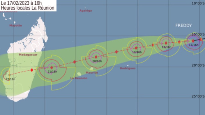 Le cyclone Freddy présente une menace potentielle pour Maurice dans un délai de 48h