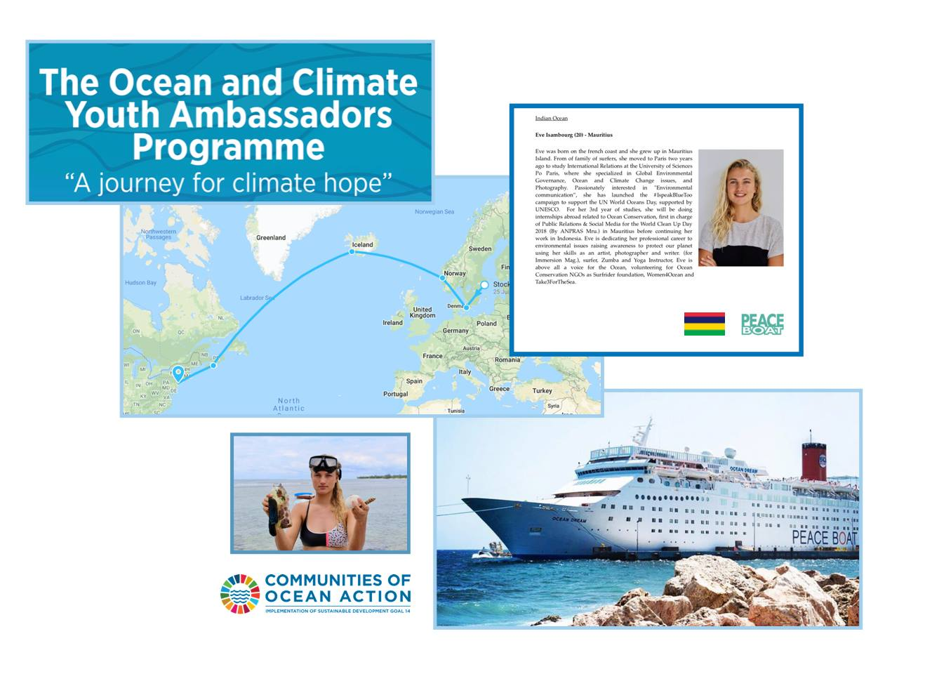 Eve Isambourg ambassadrice sur le Peace Boat Ecoship pour représenter l'ile maurice