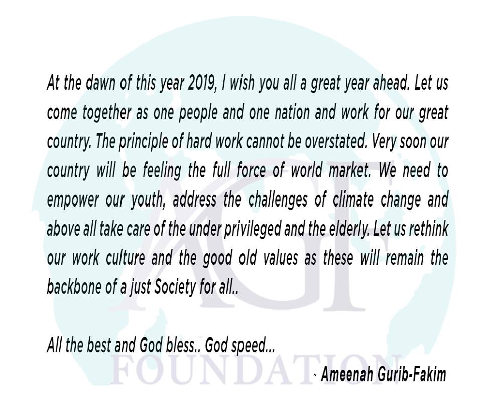 Nouvel an : Les voeux de Ameenah Gurib-Fakim