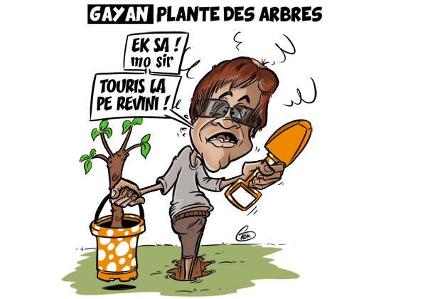 [KOK] Le dessin du jour : Le ministre Gayan plante des arbres