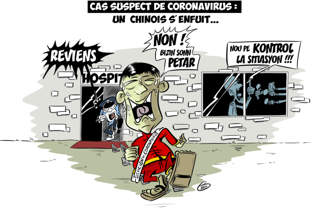[KOK] Le dessin du jour : Cas suspect de Coronavirus, un chinois s'enfuit