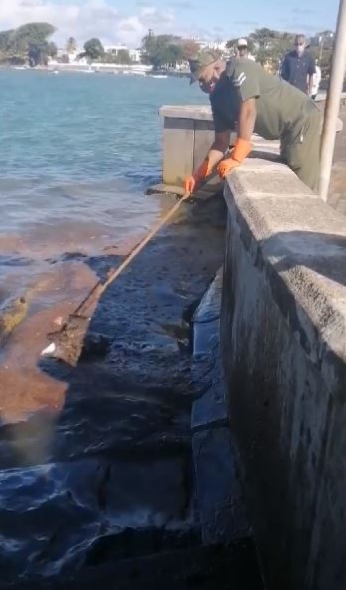[Vidéo] Marée noire à Mahébourg Waterfront