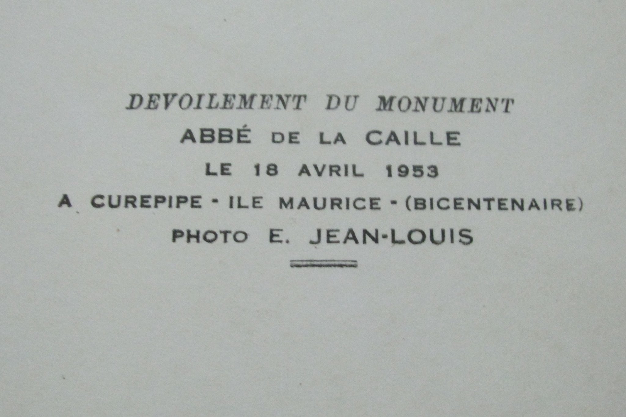 Curepipe : Vol d'une plaque commémorative de l’astronome français l’abbé Nicolas-Louis de la Caille  