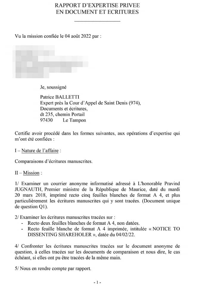 Consultez quelques notes du rapport d'expertise de Patrice Balleti incriminant l'ex conseiller du PMO
