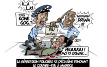 [KOK] Le dessin du jour : La répression policière se déchaîne pendant le couvre-feu à Maurice